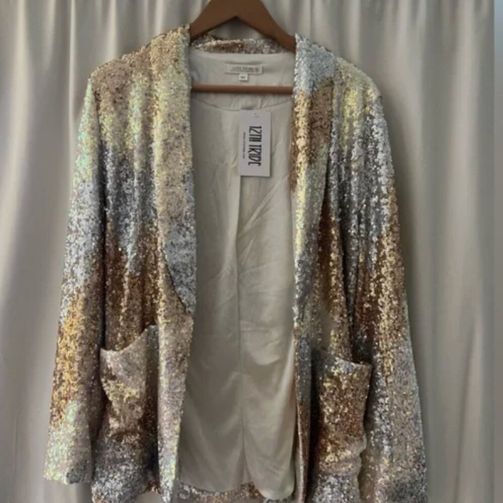 12th Tribe Genevieve Ivory Multi Sequin Blazer NWT Large